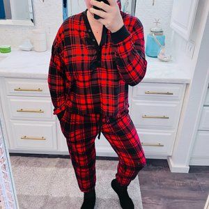White Birch Red Plaid Lounge Set